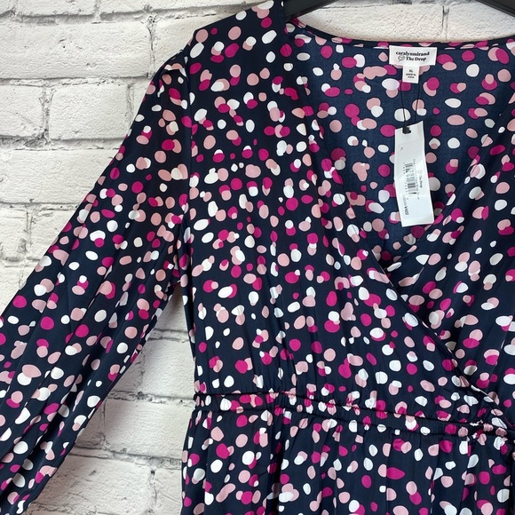 The Drop Pink Polka Dot Abstract Print Faux Wrap Long Sleeved Dress Size XL NWT - Picture 8 of 13